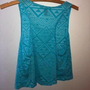 Forever 21 Flowy Geometric Tank Top Sleeveless Aztec Print Teal Blue Size L